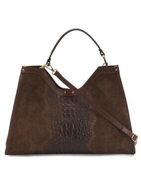 CHEVAL Made In Italy Suede Crocodile Satchel